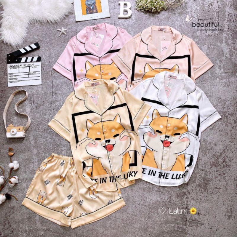 Đồ bộ pijama mặc nhà chất liệu lụa latin cao cấp siêu mềm mịn mát, hàng thiết kế (giao màu ngẫu nhiên)