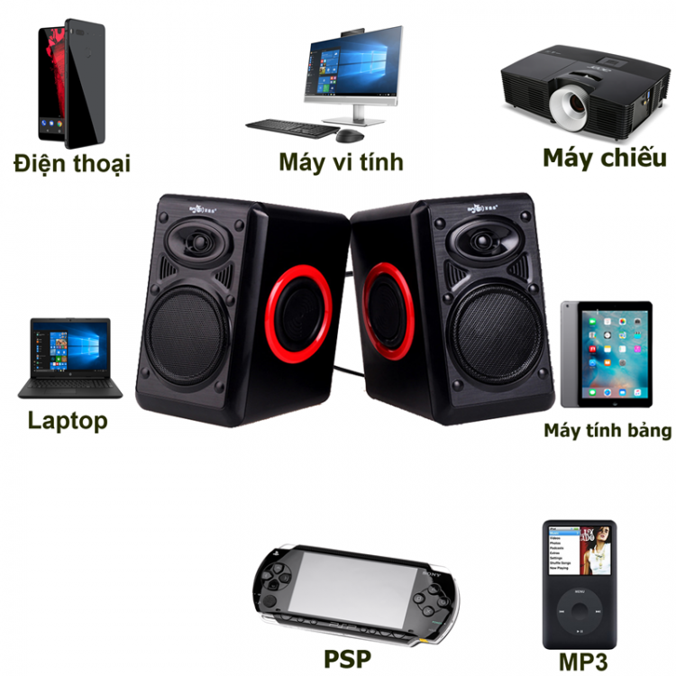 Loa vi tính PKCBPF164 cho điện thoại, máy tính, laptop bass có dây bộ 2 loa 15