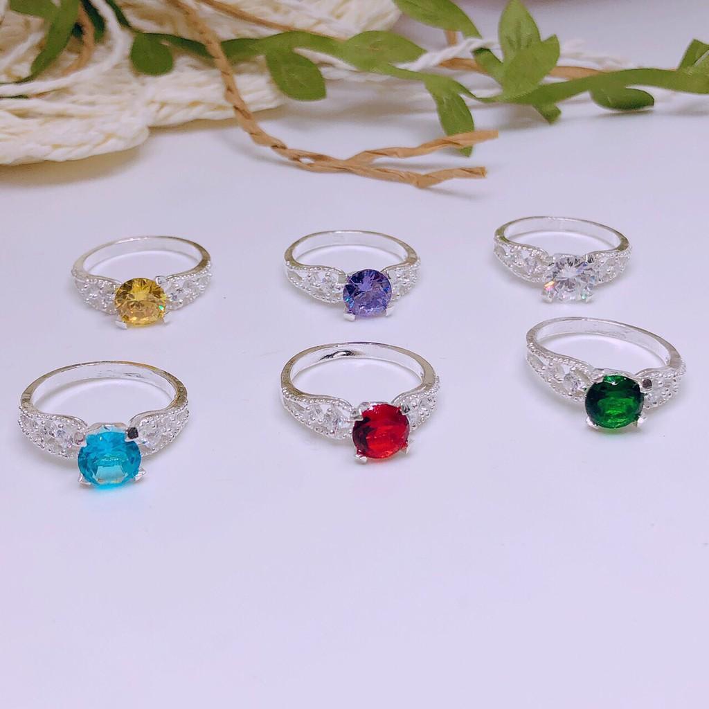 NHẪN NỮ BẠC TA ĐÁ MÀU THỜI TRANG