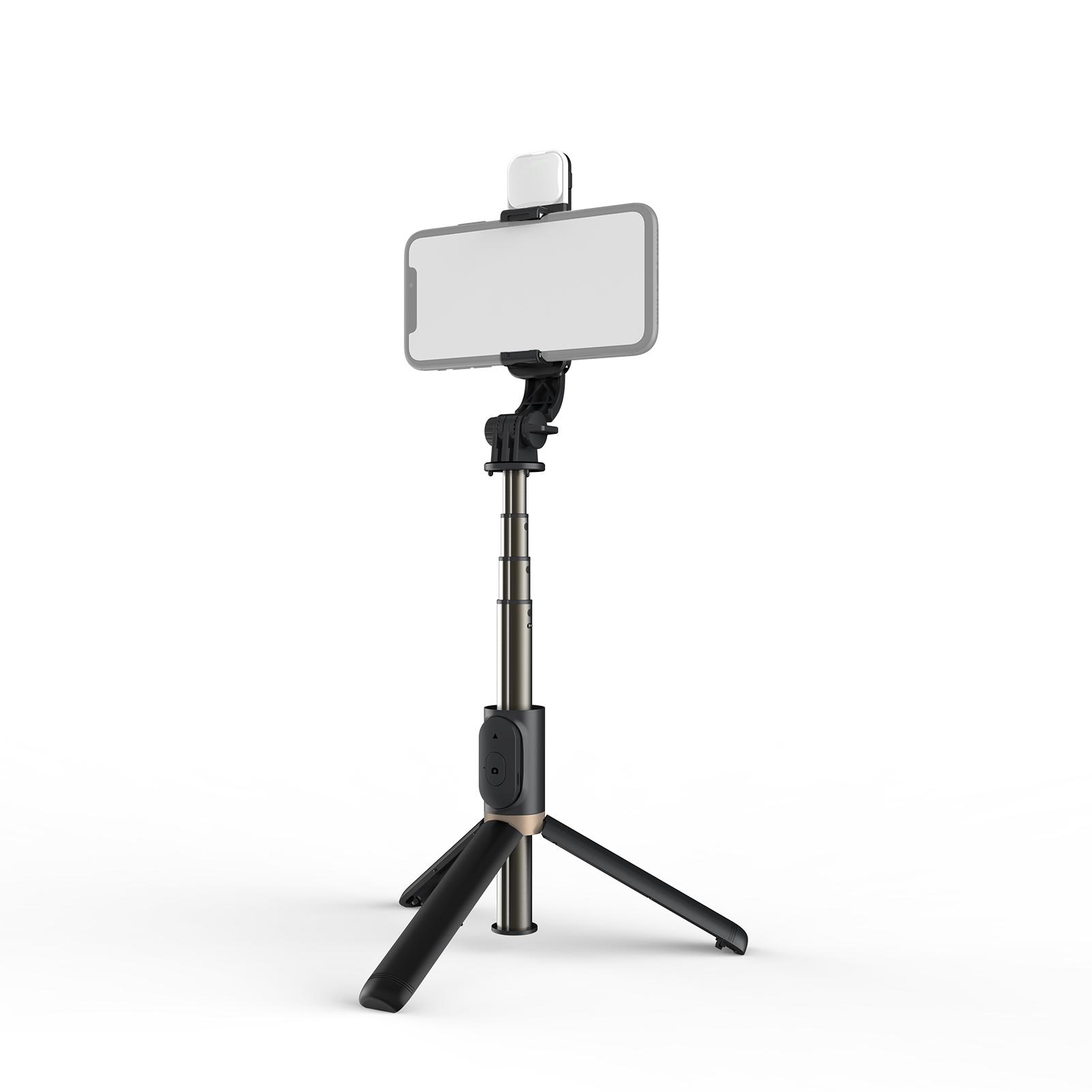 Aluminum Alloy Wireless BT Remote Control Selfie Stick Multifunctional Portable Tripod Stand with Fill Light for Selfie