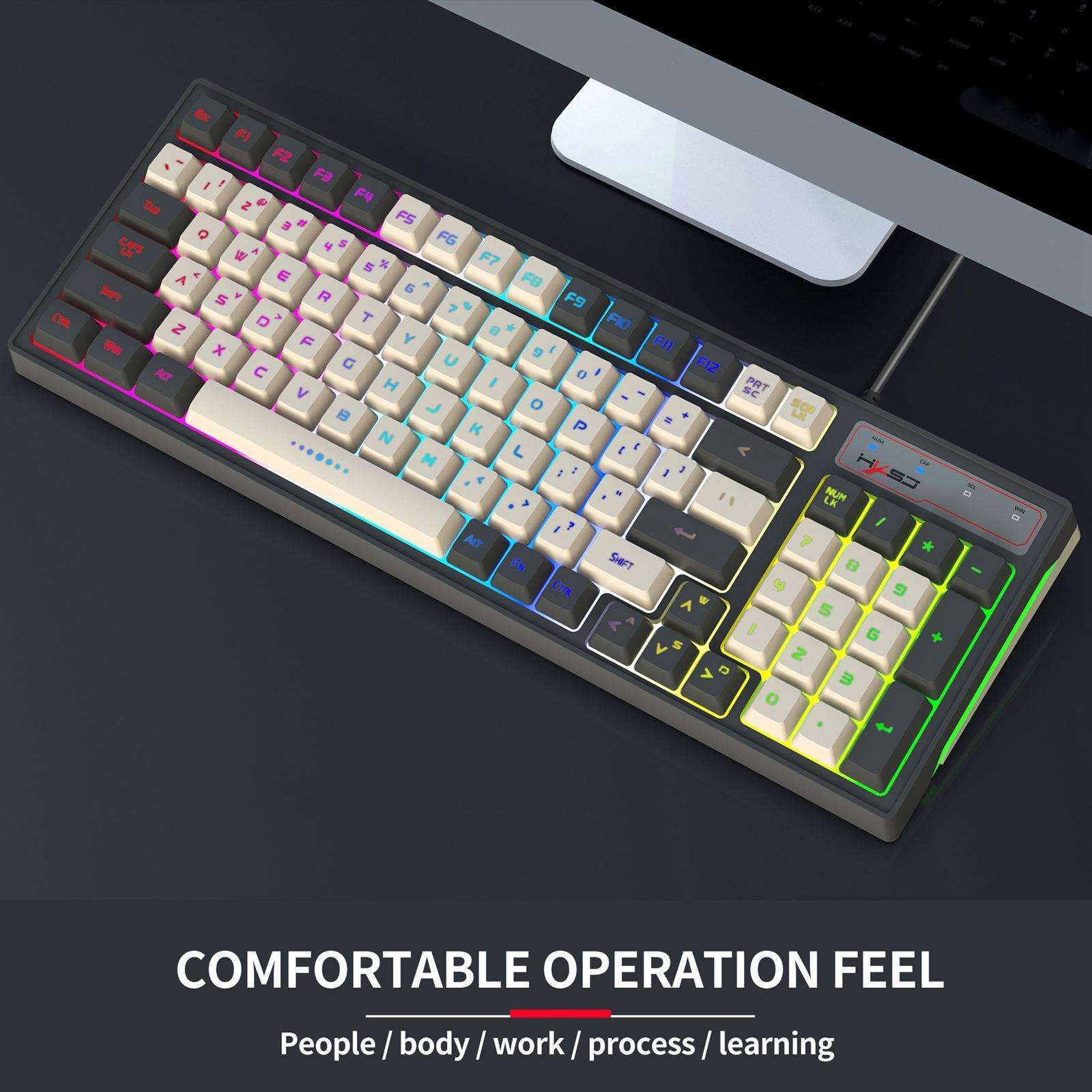 Compact 96 Keys Wired Mechanical Keyboard RGB Backlight Computer Keypad