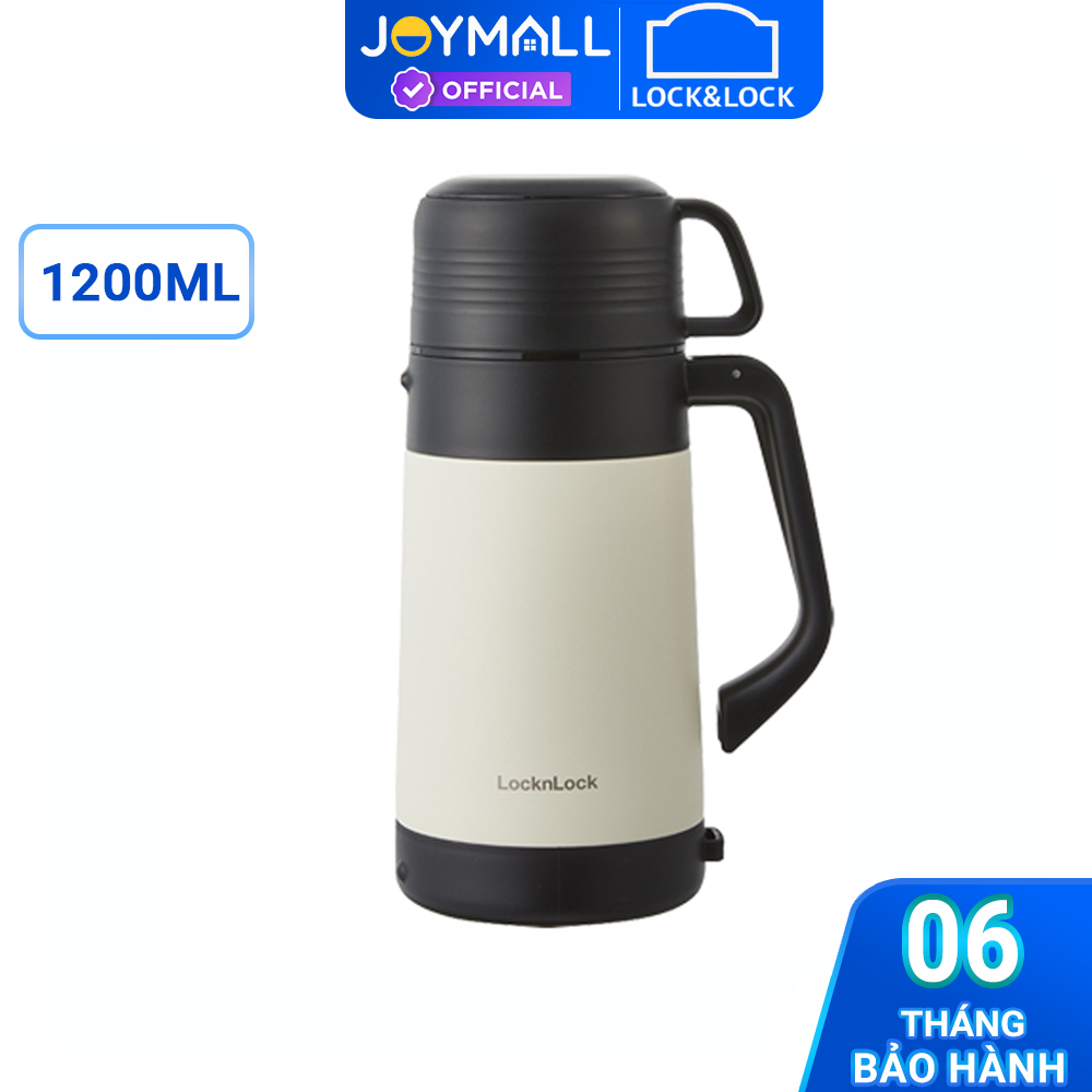 Bình giữ nhiệt Lock&amp;Lock Easy Outdoor Vacuum Bottle LHC1484 1,2L và LHC1485 1,8L - Hàng chính hãng có quai xách, nắp dùng làm cốc nước - JoyMall