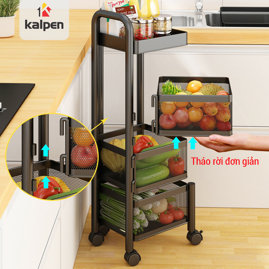 KỆ XOAY VUÔNG Đựng Rau Củ Đồ Dùng Đa Năng Thông Minh 3,4,5 Tầng Kalpen, Bh 24 Tháng