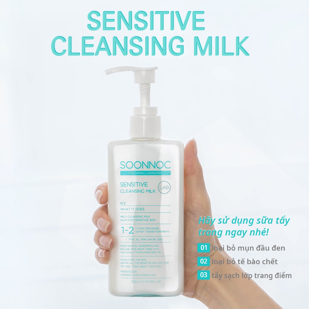 Sữa Tẩy Trang Cho Da Nhạy Cảm Soonnoc Sensitive Cleansing Milk 200ml