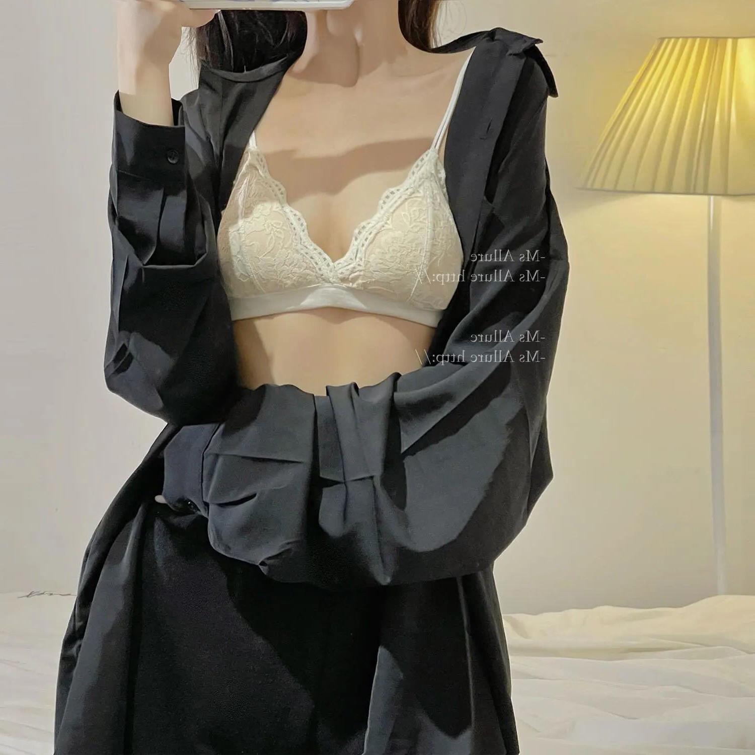 Set/Bộ đồ lót ren kiểu Pháp không gọng, dây mảnh thoải mái, thoáng khí LYEB013