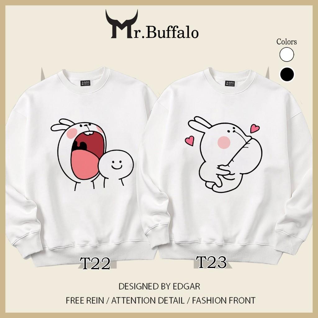 Áo Sweater cặp đôi thỏ trắng dễ thương Mr.Buffalo - T23 Đen, T23 Đen