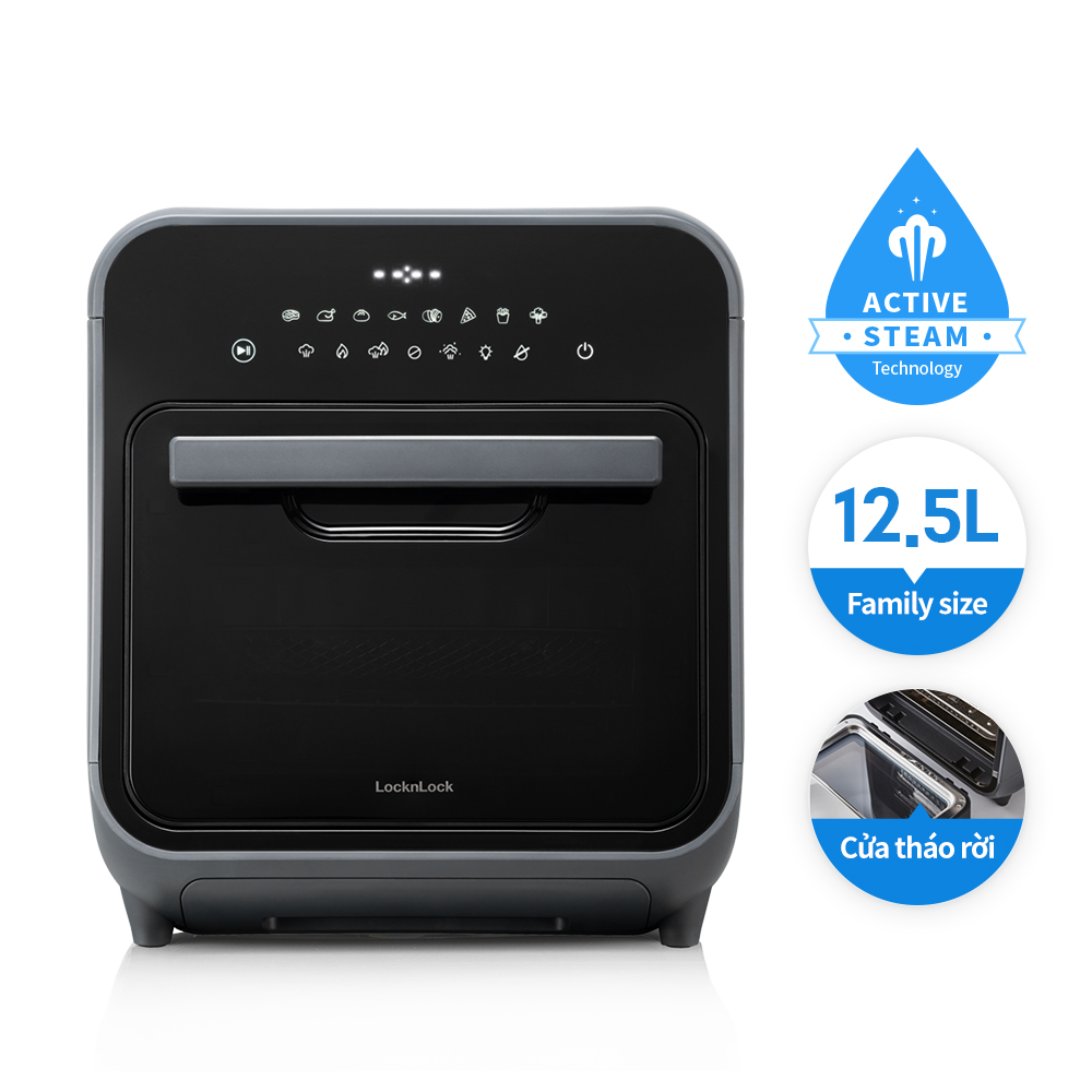 Lò nướng chân không kết hợp chức năng hấp Lock&Lock EJF693GRY Steam Air Fryer Oven - Hàng chính hãng