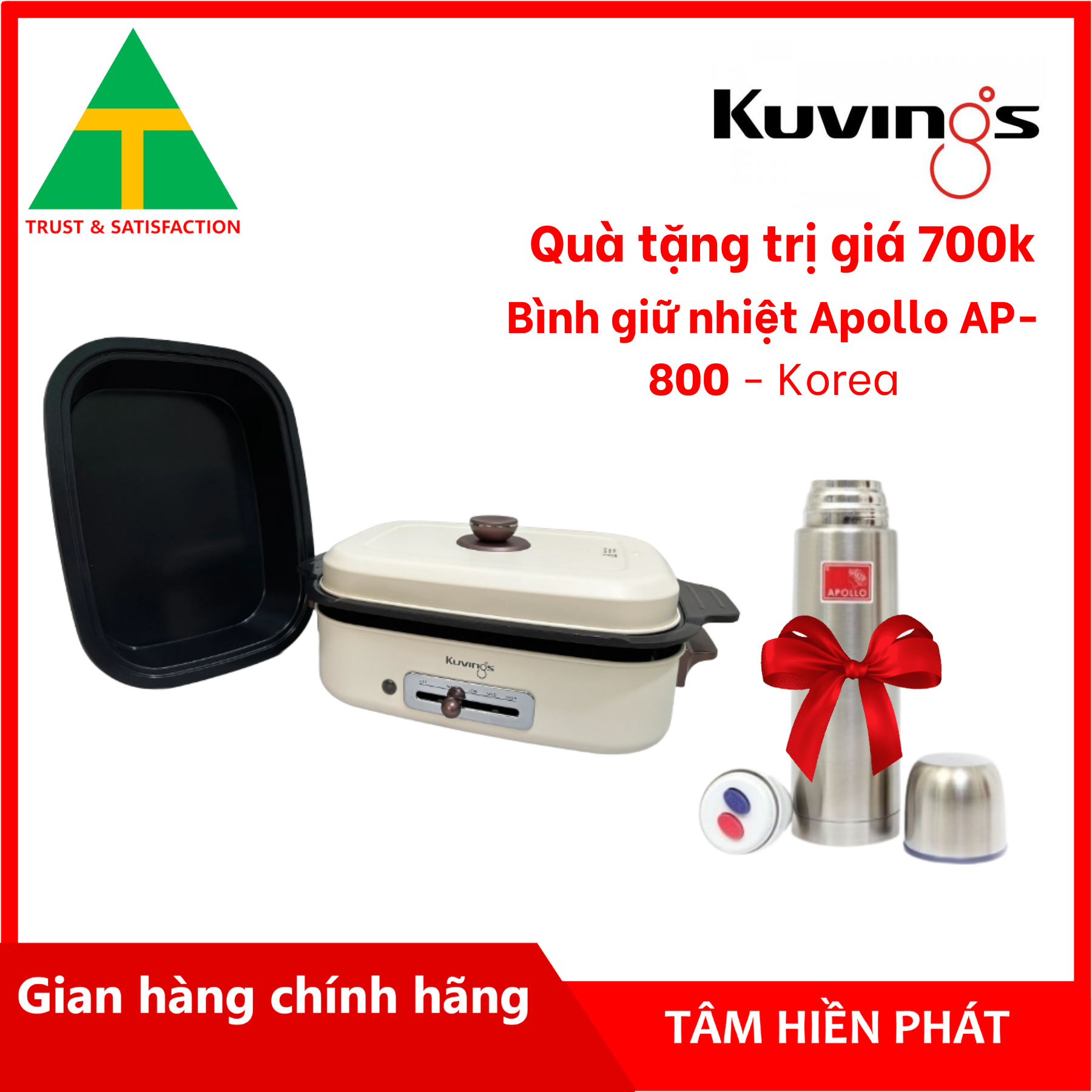 Lẩu điện phủ gốm Ceramic 2 trong 1 Kuvings KMG-200B [4.0L] - Hàng chính hãng