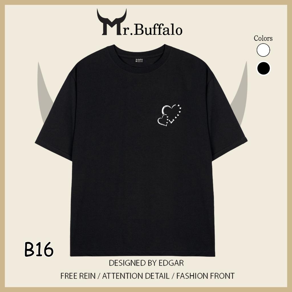 Áo Thun Đôi, Cặp Mr.Buffalo trái tim đôi Tshirt Cotton 100% có bigsize Unisex Local Brand B16 - Trắng B16