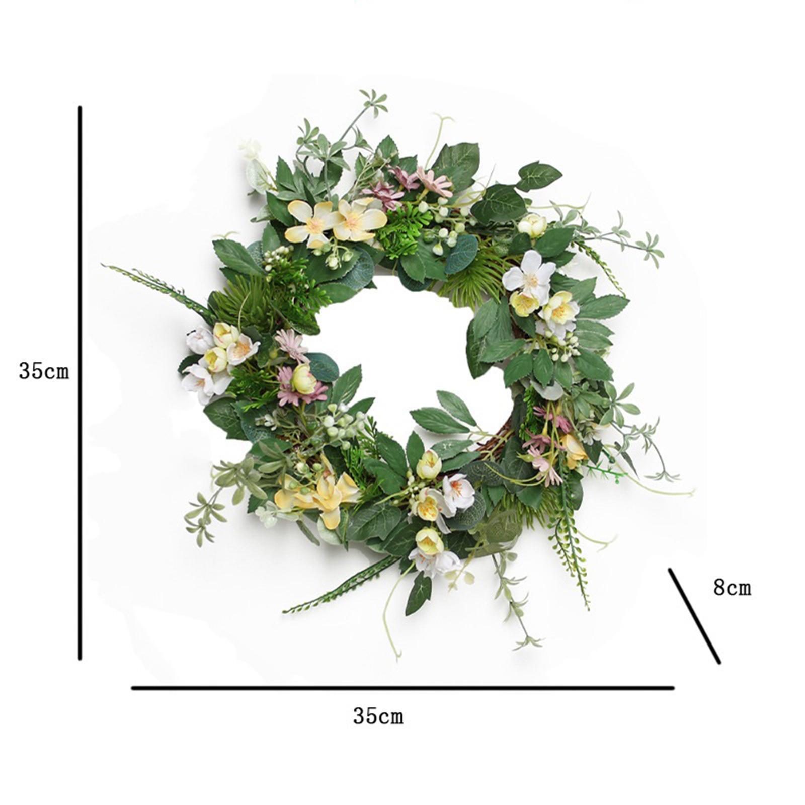 Front Door Wreath Garland Green Leaf Welcome Sign for Home Farmhouse Decor