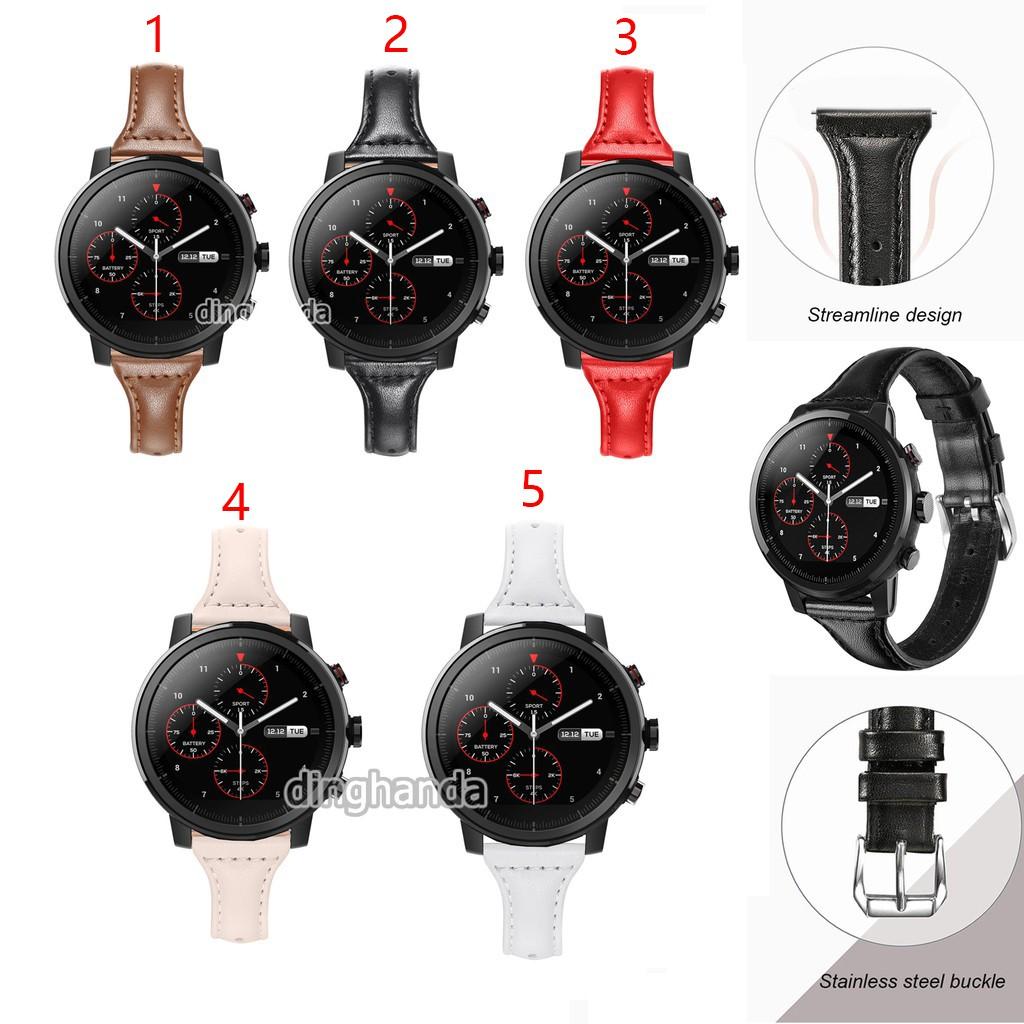 Dây đeo bằng da mỏng cho đồng hồ thể thao Huami Amazfit Stratos 2 2S 3