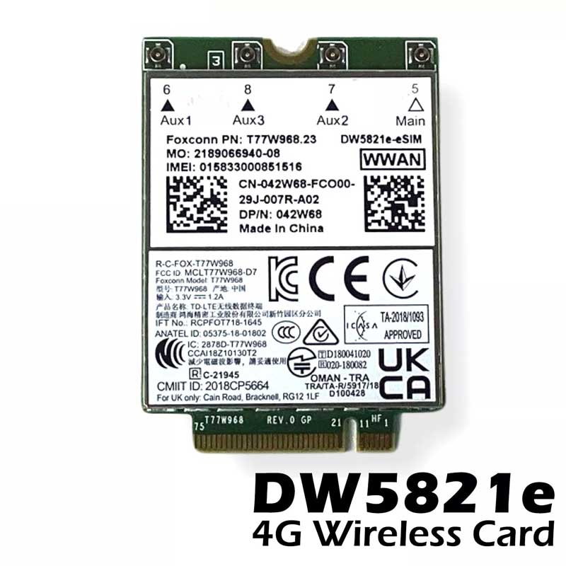 Card WWAN 4G Dell DW5821e LTE dùng cho Laptop Dell Latitude 5420/5424/7424, Precision 7540 / 7740 - Hàng chính hãng
