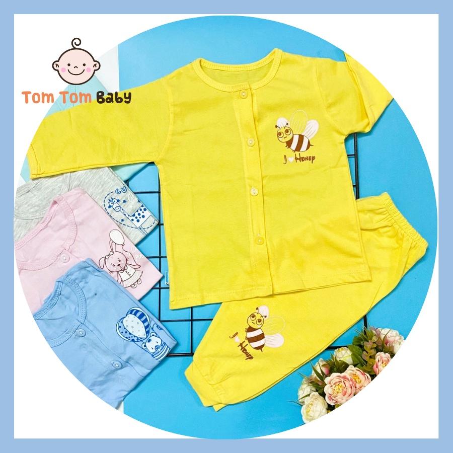 Set 5 bộ quần áo trẻ em sơ sinh Thái Hà Thịnh - Mẫu Tay Dài Cài Nút Giữa Màu - Size 1-5 cho bé sơ sinh - 12kg