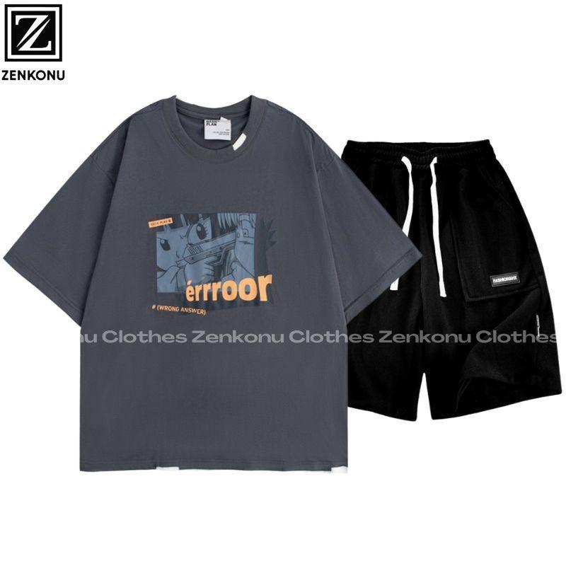 Bộ Đồ Nam Mùa Hè Áo Thun Tay Lỡ Họa Tiết Érrroor Quần Short Túi Nổi Thời Trang Zenkonu TOP NAM 257 + SHORT NAM 044