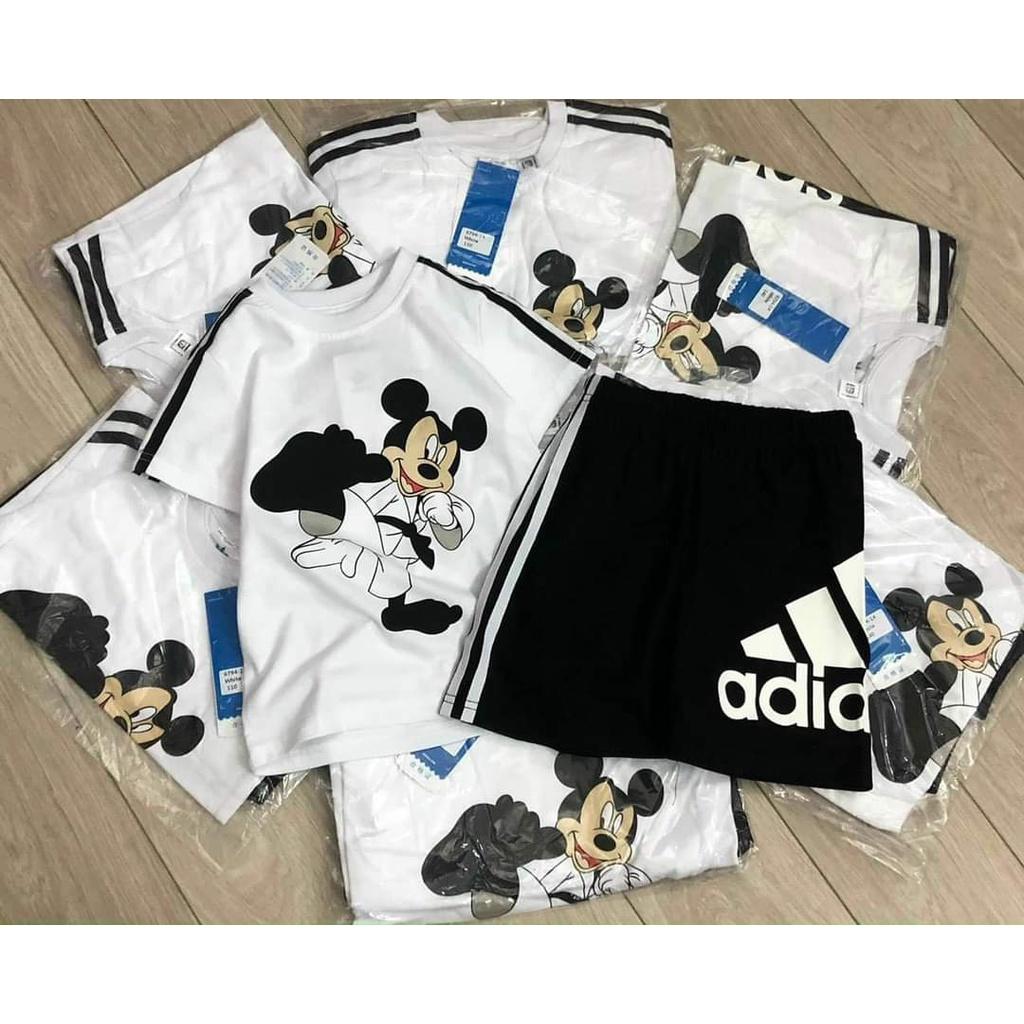 Set bộ Mickey bé trai , Bộ quần áo cotton siêu nhân mùa hè cho bé trai
