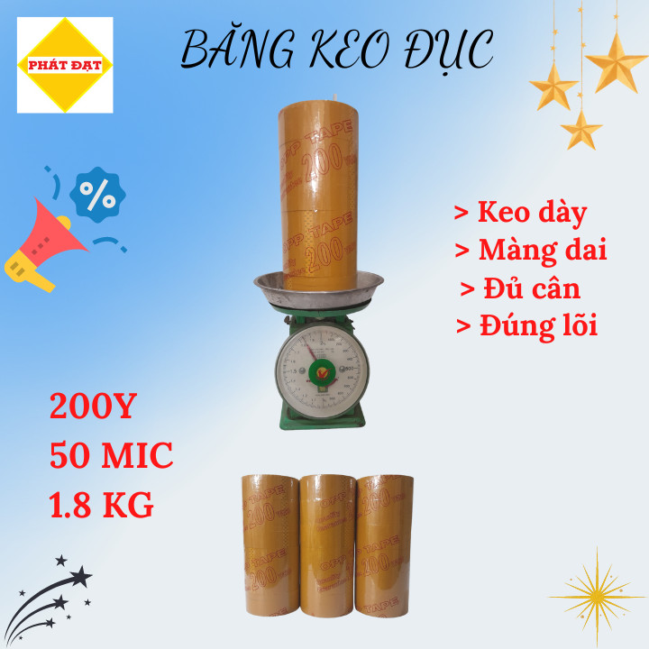 Băng keo đục 1,8Kg, 200 Yard, Lõi 5Li, keo dày, màng dai, đủ cân, đúng lõi, giá xưởng, hàng có sẵn giao ngay