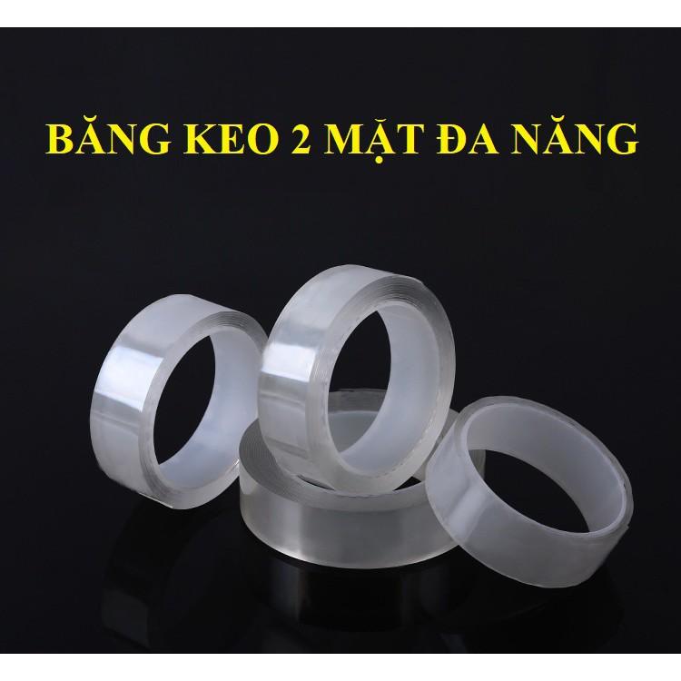 Băng Keo Dính 2 Mặt Trong Suốt Đa Năng Dài 3m