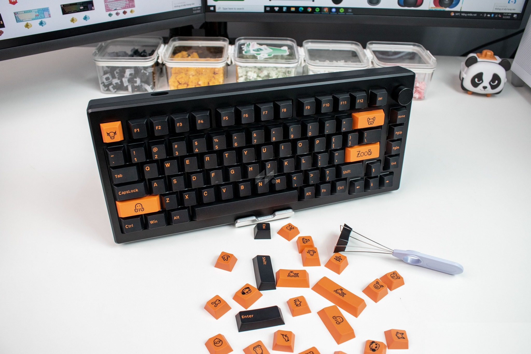 Bàn phím cơ AKKO MOD007 PC Orange on Black (Hotswap/Gasket Mount/Clacky/Mạch Xuôi) - Hàng chính hãng