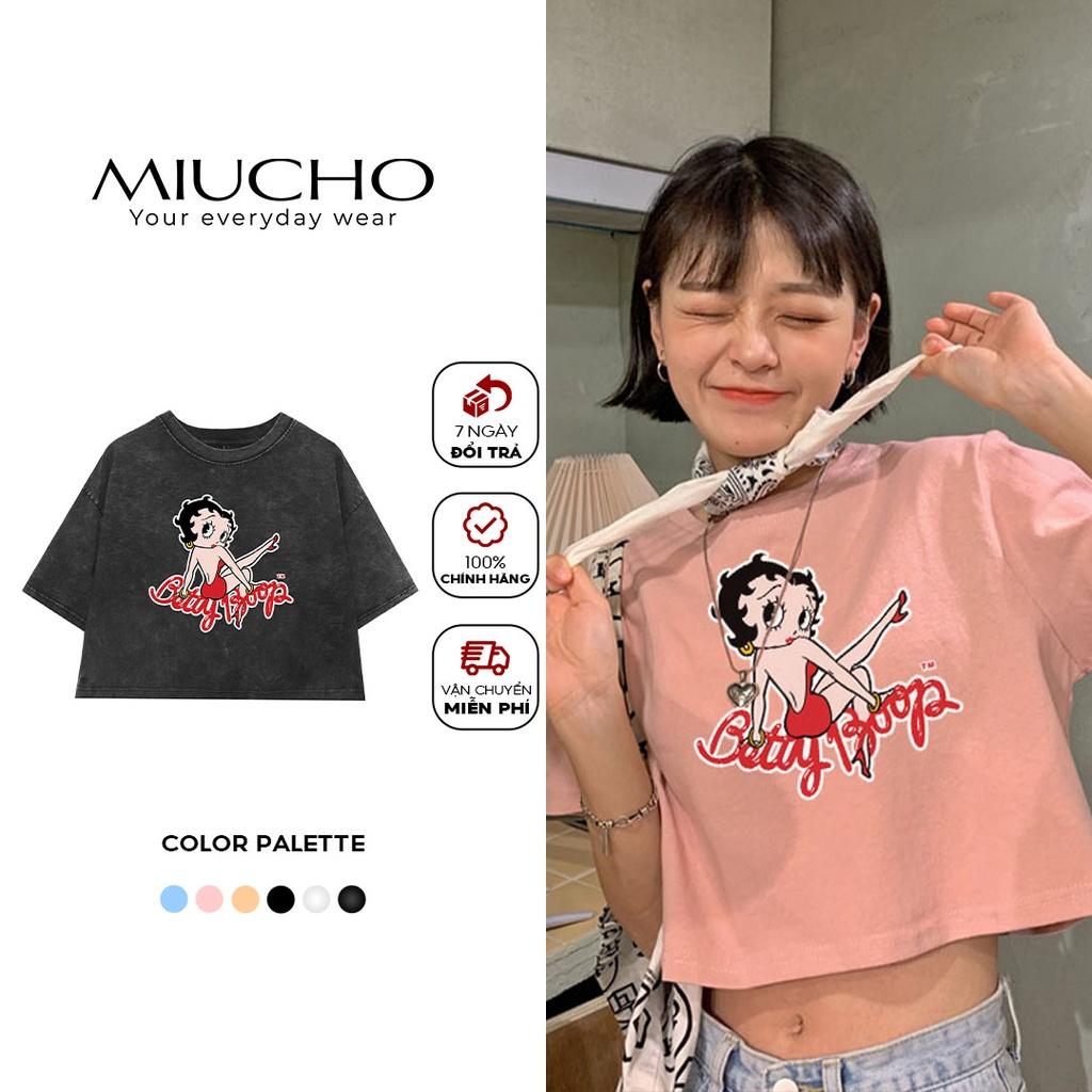 Áo croptop nữ cotton hoạ tiết, phong cách năng động MC007 Miucho