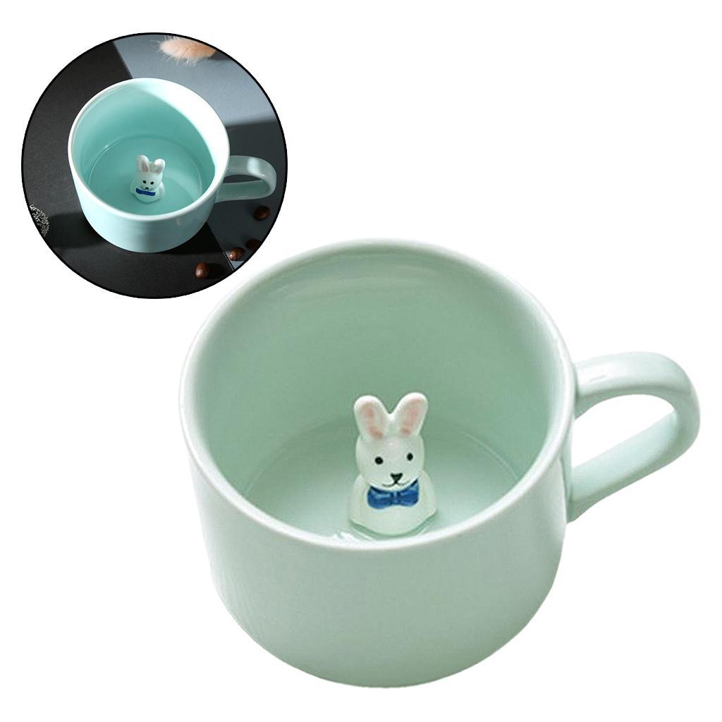 2Pcs 3D Coffee Mug Cute Animal Inside Ceramic Milk Tea Cup Teacup for Kids