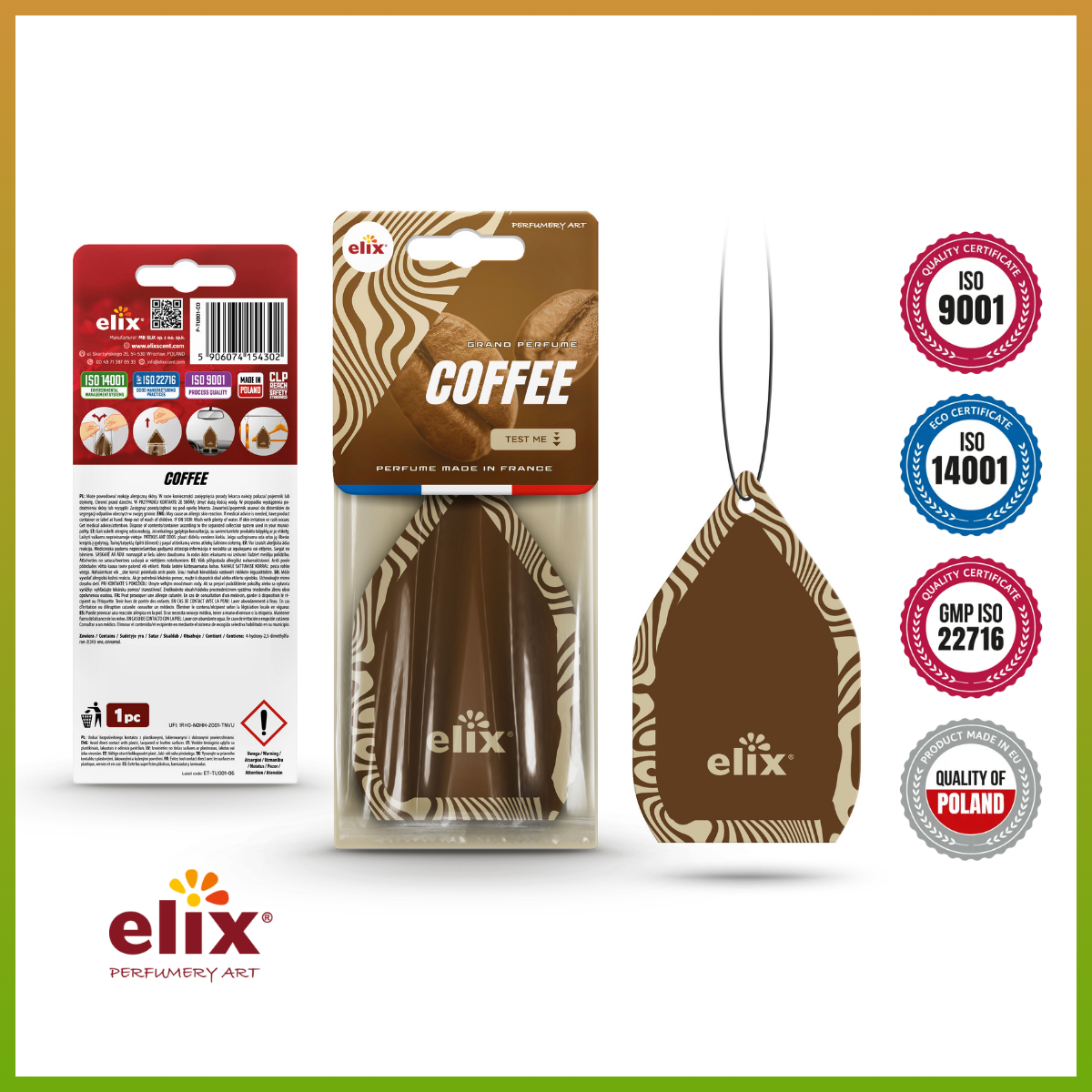 Giấy thơm treo Ô tô Elix Tulip - Hương Fresh Coffee (Hương cà phê)