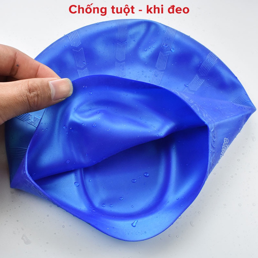 Mũ bơi người lớn chất liệu silicone cao cấp dododios dùng được cho nam, nữ ngăn nước, trùm được búi tóc dài - Mũ bơi trùm tai - Mũ bơi trùm búi tóc - Chính hãng dododios