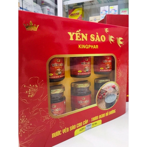 Yến sào Kingphar, hộp 6 hũ x 70ml, bồi bổ sức khoẻ, hạn chế lão hoá