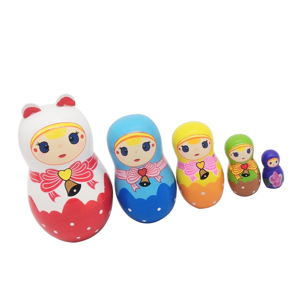 5pcs Russian Nesting Girl Dolls Matryoshka Wooden Handmade Wooden Toys