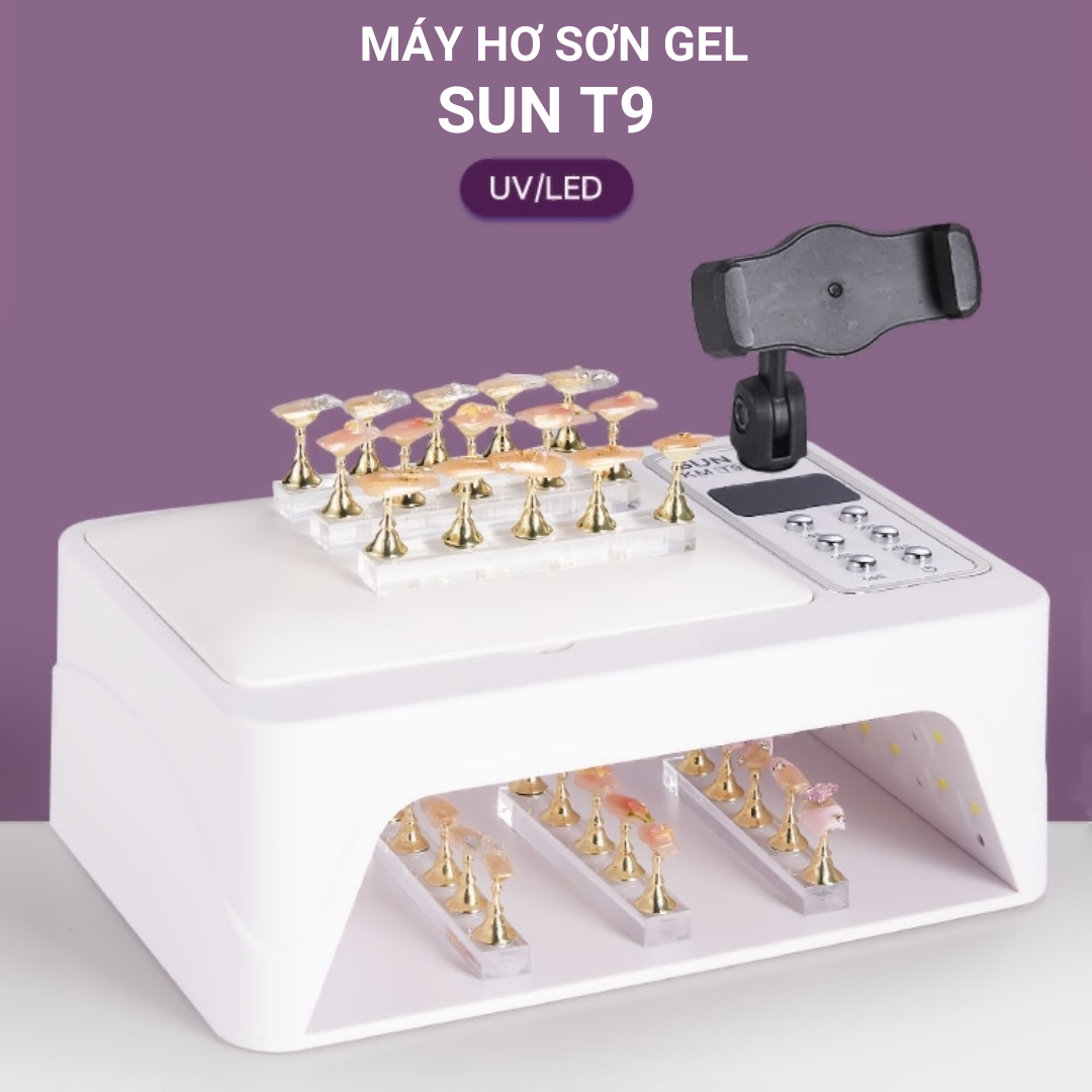 Máy Hơ Nail SUN T9, 78 Bóng LED/UV 96W, Máy Hơ Gel, Máy Hơ Móng Tay, Đèn Hơ Móng Khoang Rộng, Có Bệ Tì Tay