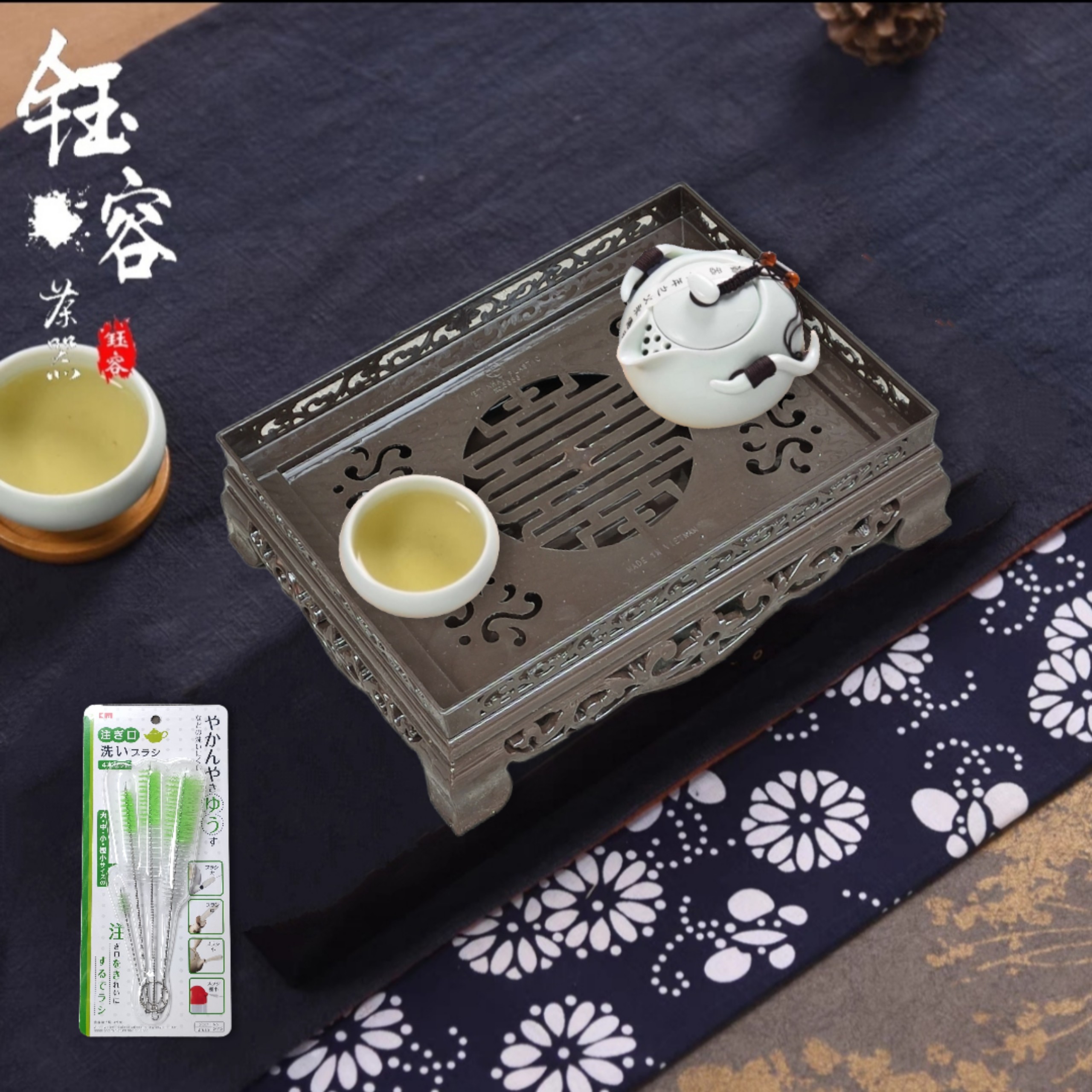 KHAY TRÀ KIỂU DÁNG CỔ SANG TRỌNG CÓ KHAY HỨNG NƯỚC