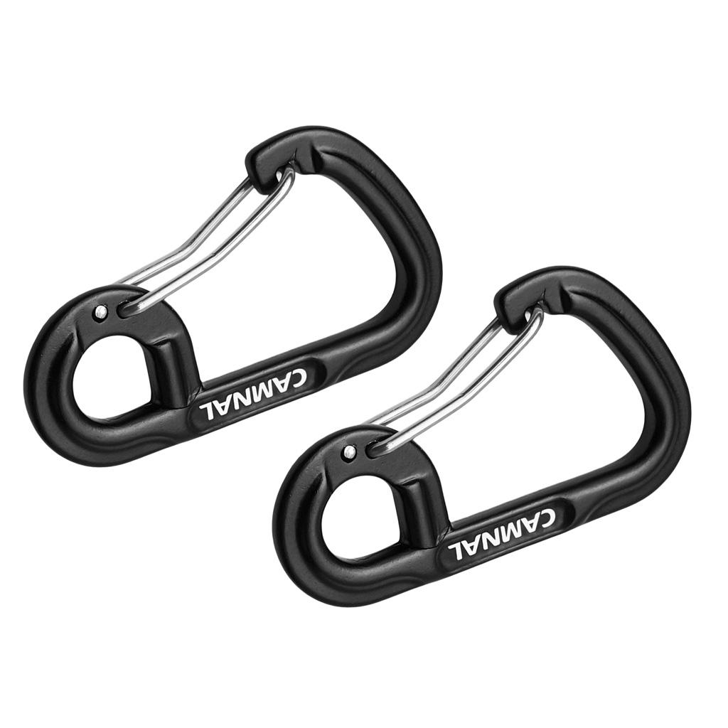2Pcs Aluminum Alloy Key Buckle Snap Spring Clip Hook Carabiner Keychain Black