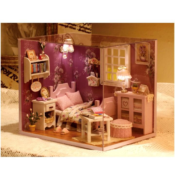 Đồ Chơi Mô Hình Nhà Gỗ Cute Room No H001 ( Tặng Kèm Mica + Keo)