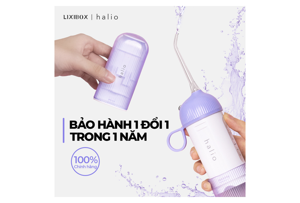 Combo Máy Máy Rửa Mặt Dành Cho Da Nhạy Cảm Halio Sensitive - Purple Rain Và Máy Tăm Nước Cầm Tay UltraClean Oral Irrigator - Periwinkle