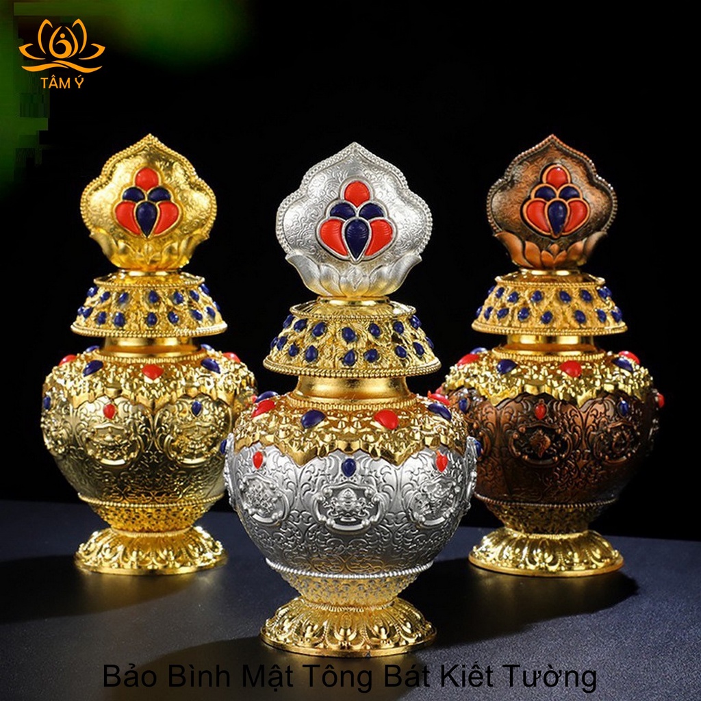 Bảo Bình Bát Kiết Tường Họa ,Tiết Tinh Xảo, Màu Sắc Rực Rỡ, Chất Liệu Hợp Kim, Pháp Bảo Kim Cang Thừa Mật Tông Tâm Ý