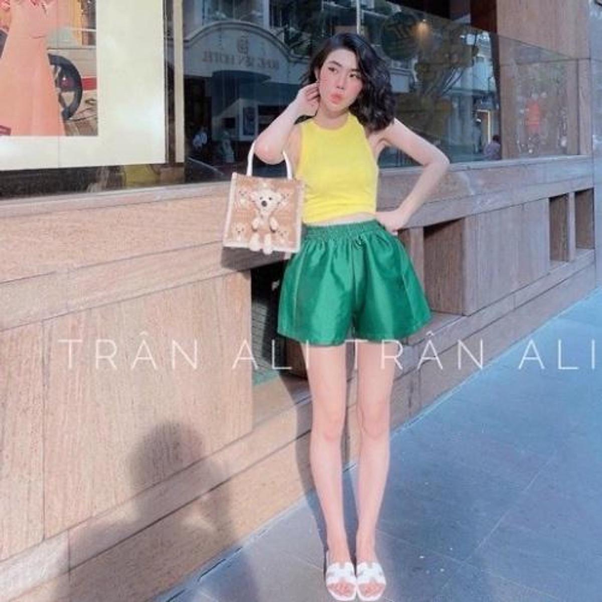 Quần đùi nữ tacta cạp chun, dáng short ống rộng phồng sooc cạp cao có túi 2 bên trẻ trung nhiều màu aloha