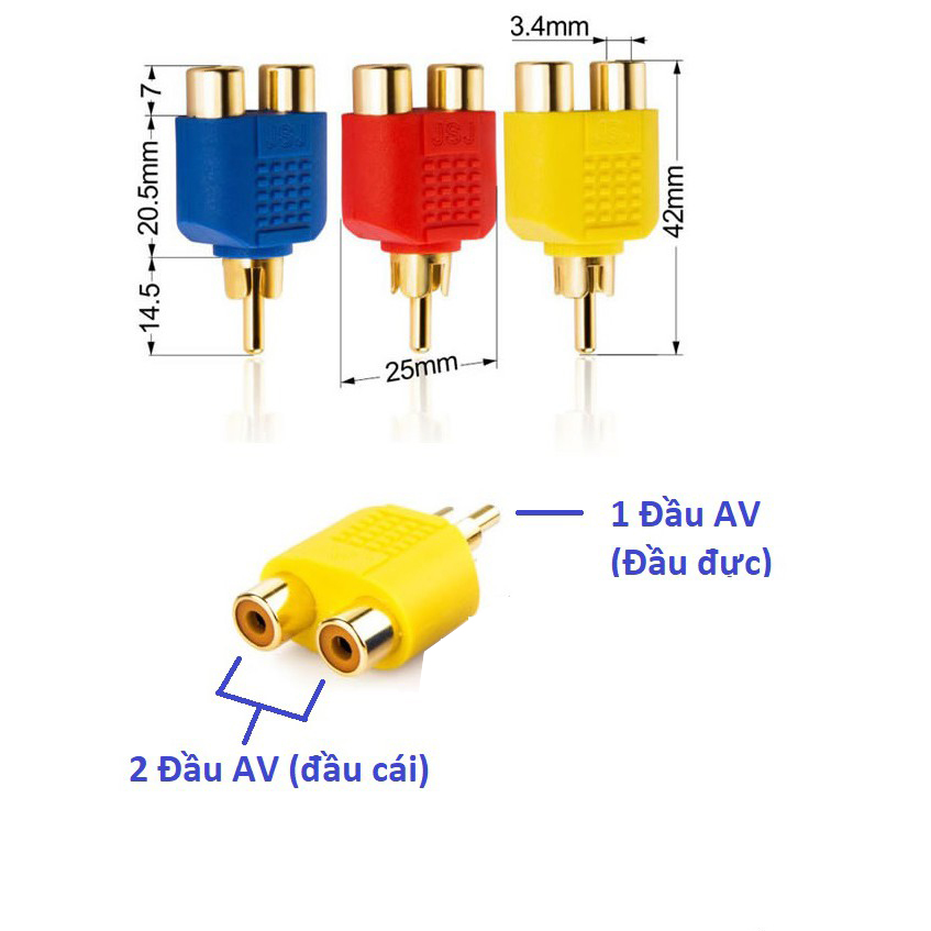 Bộ 2 Đầu Chia Jack Loa Hoa Sen AV (1 ra 2) - Màu Ngẫu Nhiên