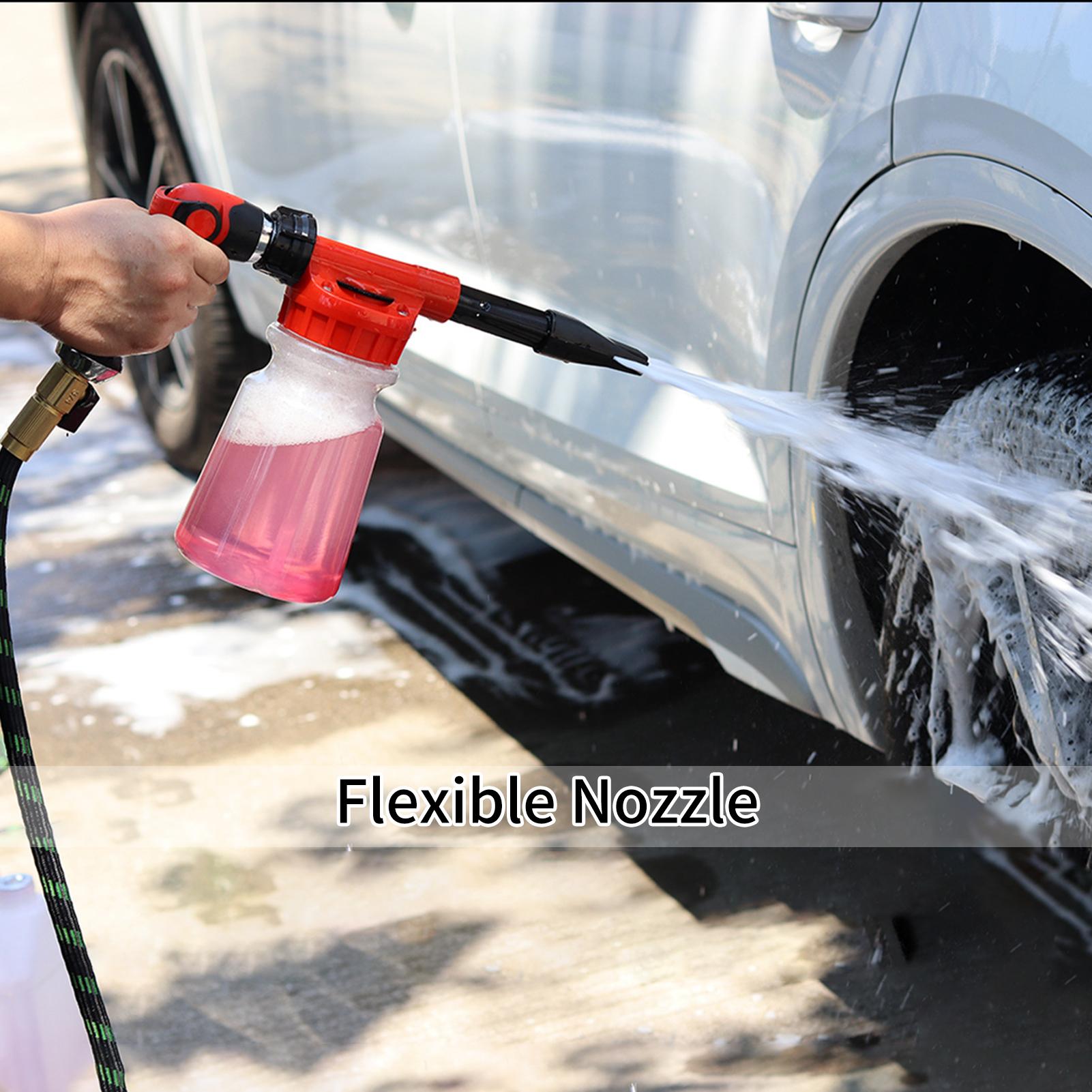 Car Wash Foam Gun with 1L White Bottle Spray Nozzle Connector Foam Sprayer for Home, Garden, Car Washing