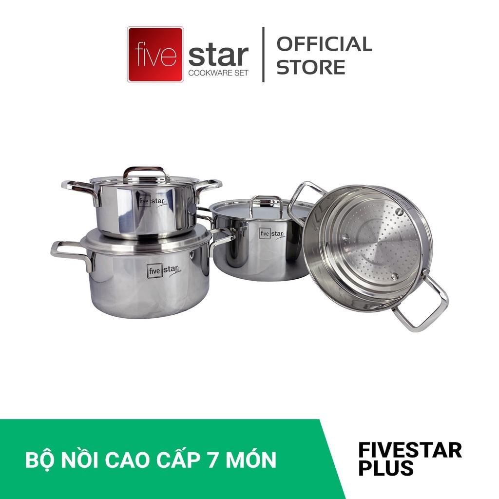 Bộ nồi xửng hấp inox 304 cao cấp Fivestar Plus 3 lớp đúc liền 4 chiếc nắp inox