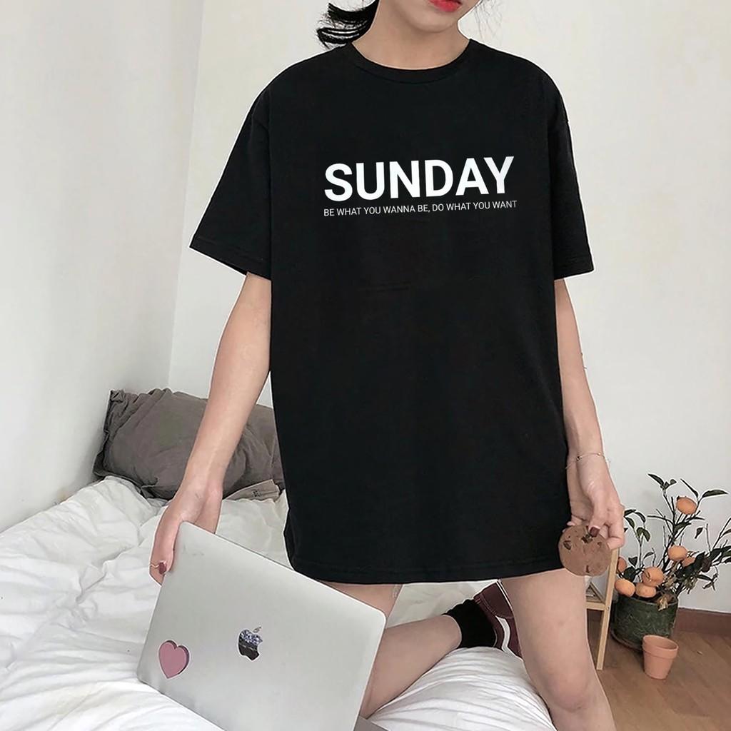 Áo Thun Unisex SUNDAY Moda Classic Đen Nam Nữ In Hình 100% Cotton - Local Brand Chính Hãng