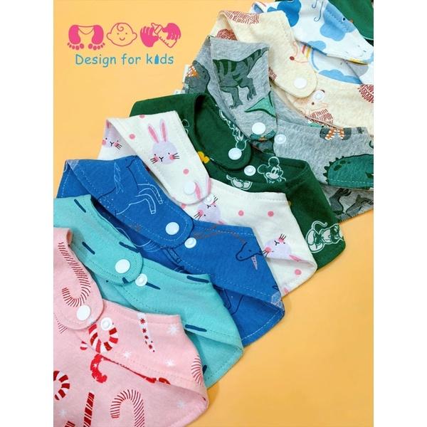 Yếm đeo cổ vải cotton xuất dư 2 lớp cho bé 0-5 tuổi