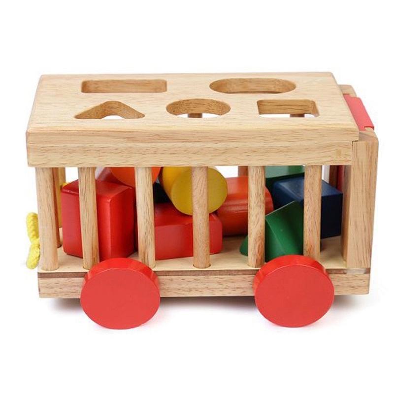 Xe cũi thả khối bằng gỗ giúp bé phát triển tư duy hình khối - Màu sắc - Rèn luyện vận động tinh