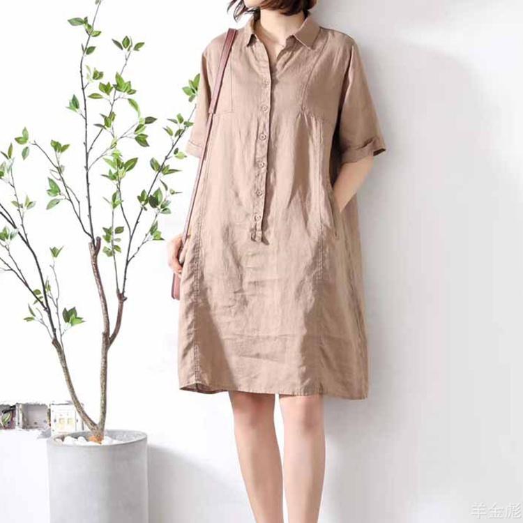Đầm s;uông linen cổ đức trẻ trung không kén dáng mặc, chất vải linen mềm mát, thời trang xuân hè 2021