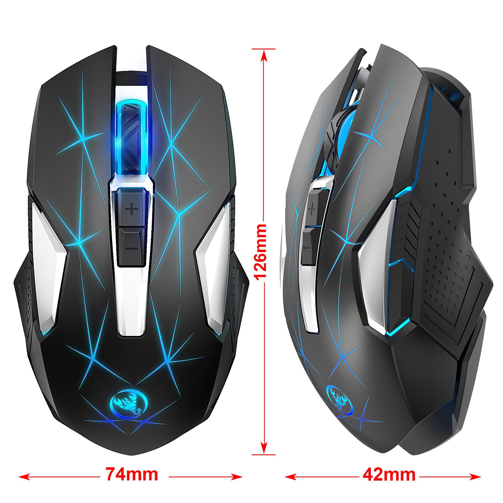 HXSJ T300 2.4G Wireless Mouse Ergonomic Mouse 3 Adjustable DPI Colorful Breathing Light Built-in 600mAh Lithium Battery