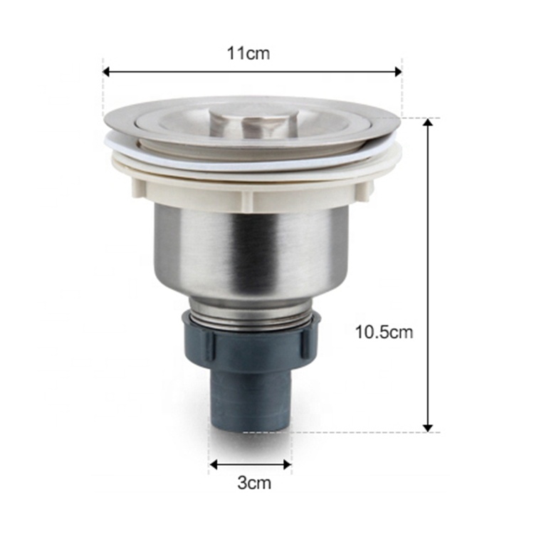 Cốc thu nước chậu rửa công nghiệp inox 304 - đường kính 110 mm