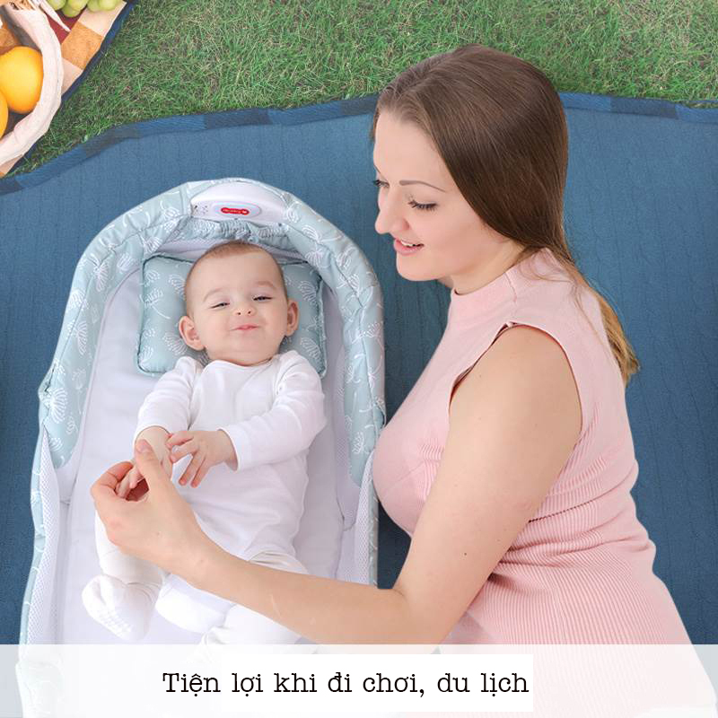 Giường Nôi xách tay đa năng cho bé từ 0-1 tuổi (xám)