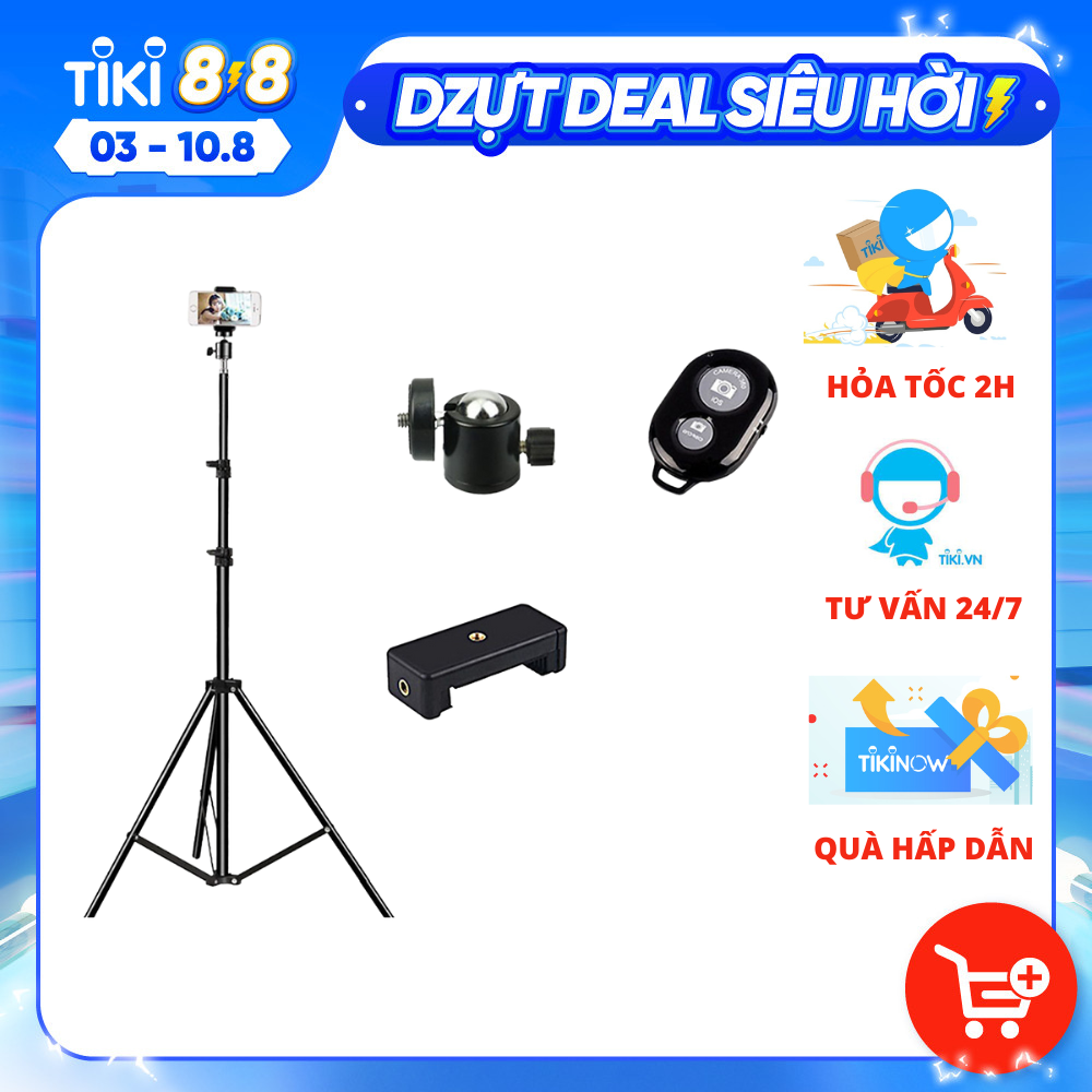 [TRIPOD] Cây Livestream Selfiecom - Hỗ trợ chụp ảnh, quay video, chơi tiktok, gắn đèn livestream - Tặng kèm remote bluetooth chụp ảnh- Hàng chính hãng