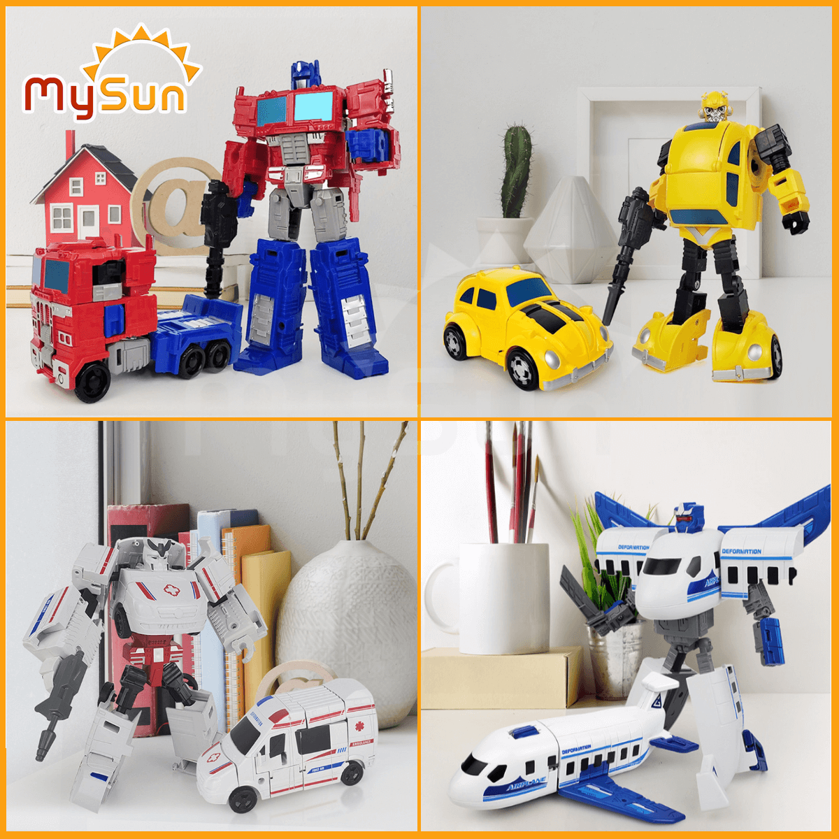 Đồ chơi mô hình Robot biến hình xe ô tô Transformer Optimus Prime, Bumblebee MySun