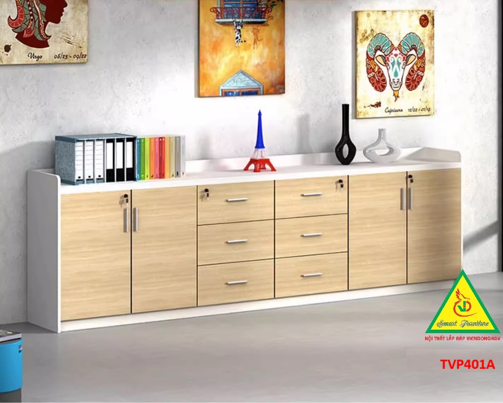 Tủ hồ sơ văn phòng, tủ tài liệu thấp gỗ MDF TVP401A - NỘI THẤT LẮP RÁP VIENDONGADV
