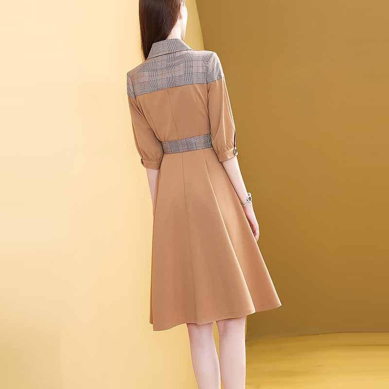 Đầm phong cách vinatge cổ sơ mi đính nút - lịch thiệp - quý phái HOT FASHION SG