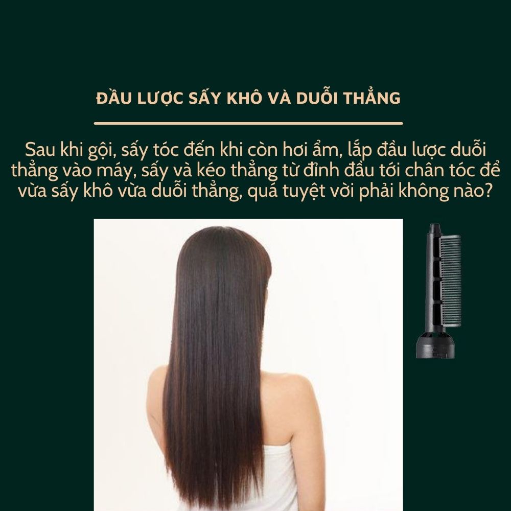 Máy Sấy Tóc Đa Năng 4IN1 Uốn Duỗi Sấy Tạo Bồng Uốn Cụp Kèm 3 Đầu Lược